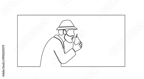 Man in Hat Eating Pear