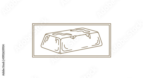Gold Bar Outline Icon, Simple Vector Illustration of Precious Metal Ingot