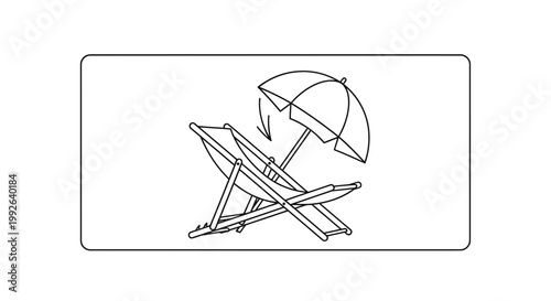 Deck Chair with Umbrella Icon - Summer Relaxation and Outdoor Leisure Symbol