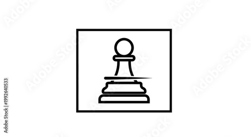 Chess Pawn Icon Inside Square Frame, Strategy and Game Symbol