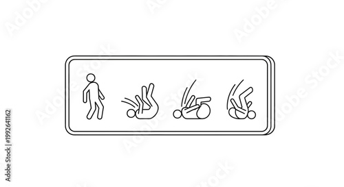 Warning Sign: Person Falling Down Steps, Danger of Slipping and Tripping