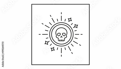 Skull Coin Icon, Danger Symbol, Treasure, Pirate, Magic, Mysticism, Vector Illustration