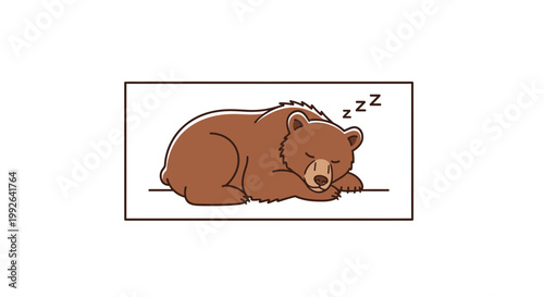 Sleeping Bear Cartoon Illustration - Peaceful Animal Hibernation