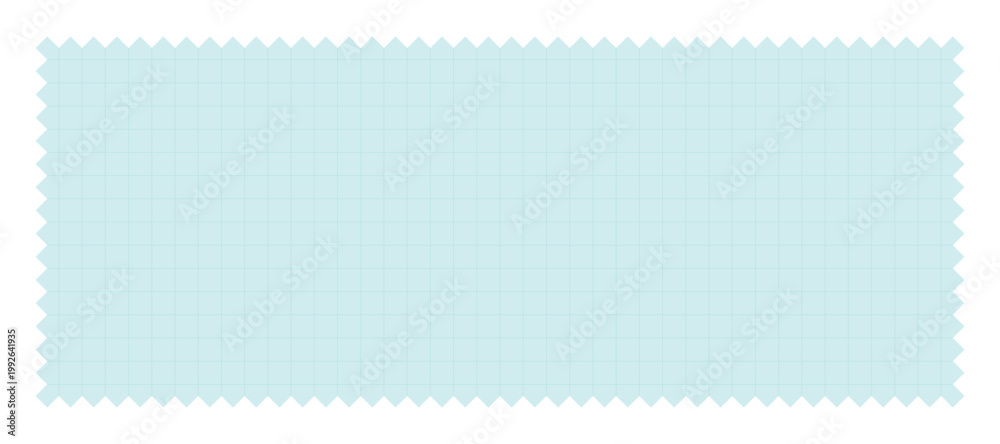 Fotografie Light blue graph paper with decorative zigzag edges, a clean printed grid patter