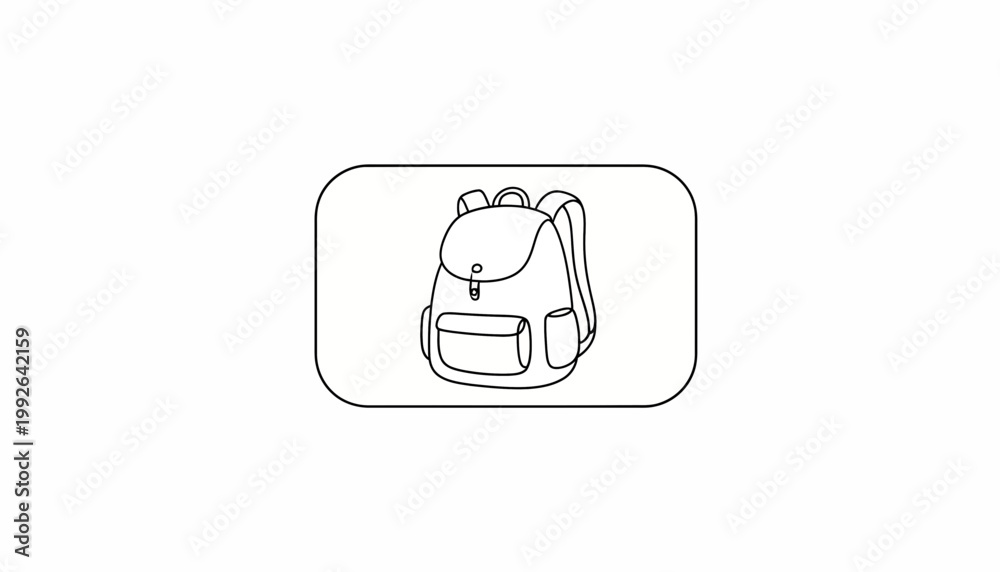 Fototapeta premium Simple Line Drawing of a Backpack, Icon, Outline, Vector