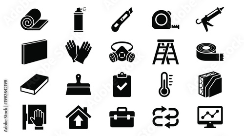 Black Icons Set of Business and Industrial Symbols