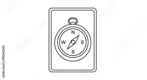 Simple Line Art Compass Icon, Navigation Tool, Direction Finder, Travel and Adventure Symbol