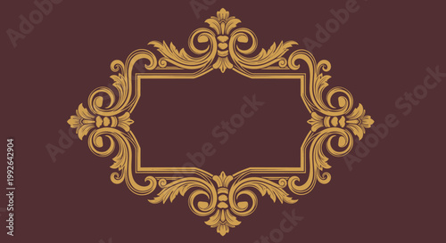 Golden Ornate Decorative Frame Border.