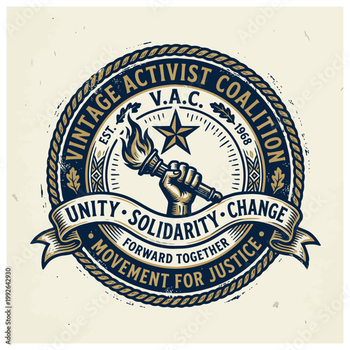 Konstfotografi Vintage activist coalition logo design.