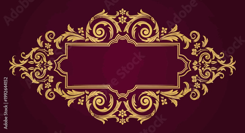 Golden ornate frame border design element.