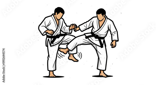 Martial arts practitioners in combat
