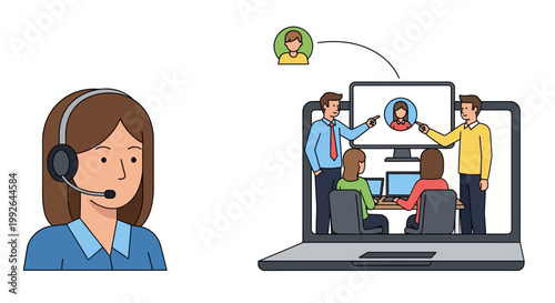 Remote team collaboration and communication concept.