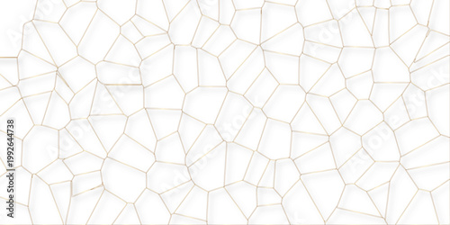 Golden gradient lines stroke abstract white crystalized broken glass background with shadows. Voronoi diagram background. abstract desktop texture design digital art wallpaper, vector illustration.