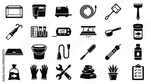 Black and White Home Appliance Icons on White Background
