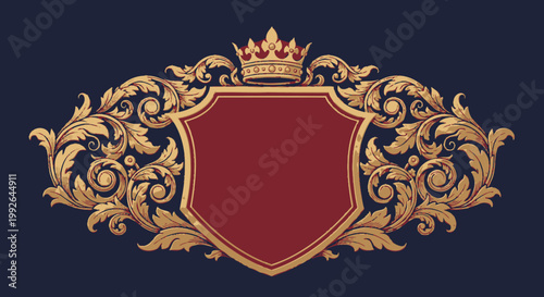 Golden Royal Crest Emblem Design Element.