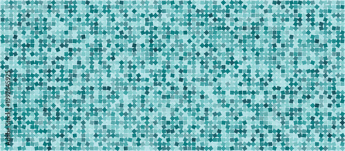 Seamless abstract pattern of small teal and turquoise squares creating a geometric background.