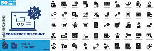 Commerce Discount Solid Editable Icons set