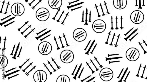 Rocket missile bullet animation black white color. Ideal for presentation and education clip.