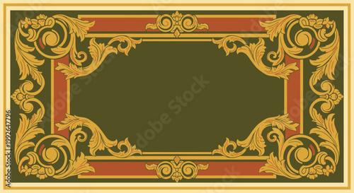 Ornate gold frame border design element.