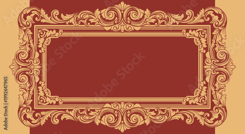 Ornate Gold Frame Border Design Element.