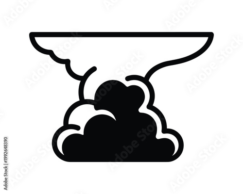 Vector illustration of a cumulonimbus anvil cloud in a simple black and white line art style.