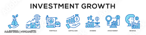 blue - Investment Growth web banner icon vector illustration concept