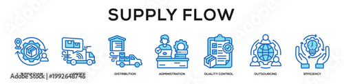 blue - Supply Flow web banner icon vector illustration concept