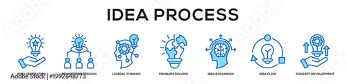 blue - Idea Process web banner icon vector illustration concept