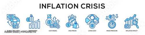 blue - Inflation Crisis web banner icon vector illustration concept