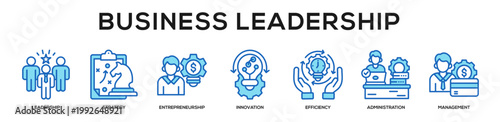 blue - Business Leadership web banner icon vector illustration concept