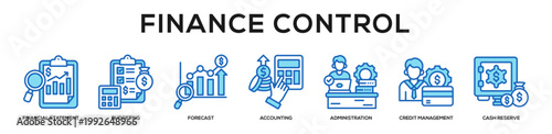 blue - Finance Control web banner icon vector illustration concept