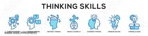 blue - Thinking Skills web banner icon vector illustration concept
