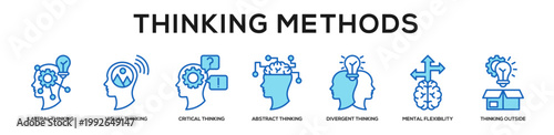 blue - Thinking Methods web banner icon vector illustration concept