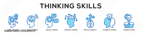 blue - Thinking Skills web banner icon vector illustration concept