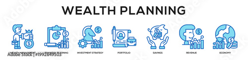blue - Wealth Planning web banner icon vector illustration concept