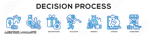 blue - Decision Process web banner icon vector illustration concept