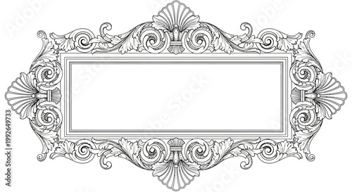 Ornate Metallic Frame Decoration Element.