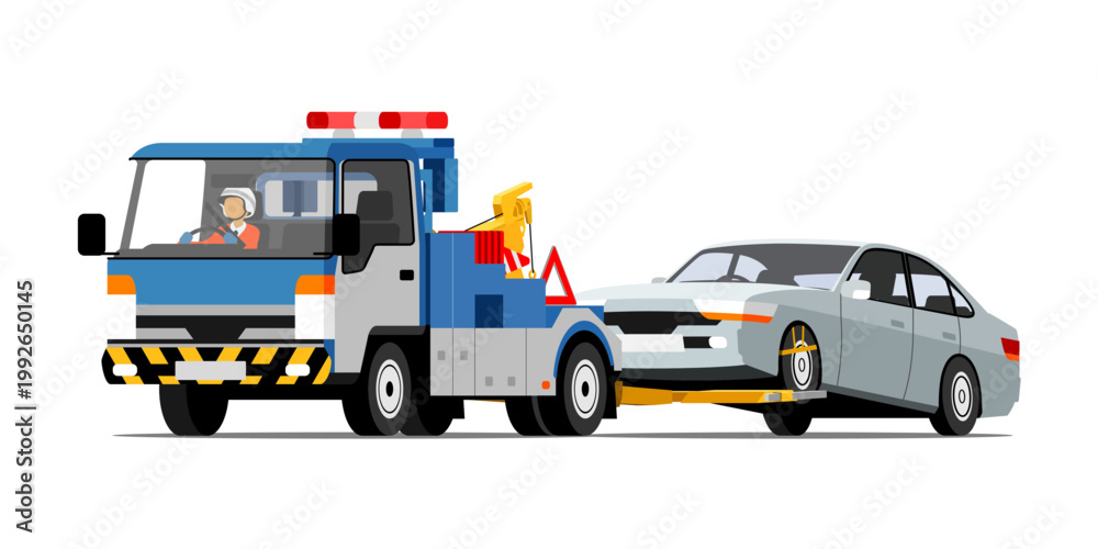 Fototapeta premium Tow truck+Car_One angle_01A