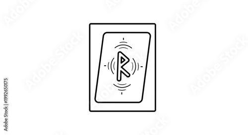 Mystical Rune Symbol with Energy Waves Icon, Esoteric and Magic Concept