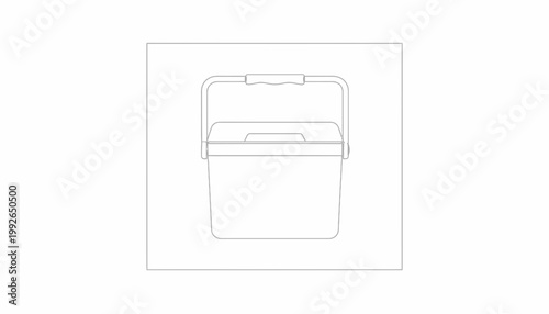 Minimalist Line Art Icon of a Portable Cooler Box with Handle