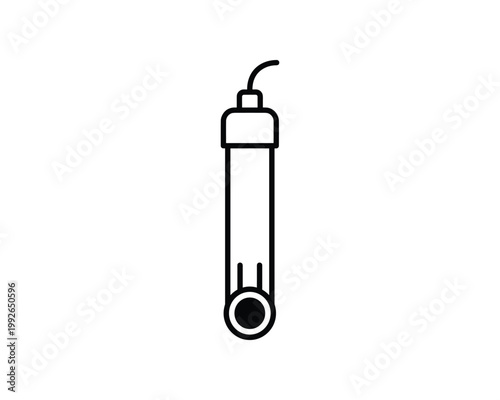 Vector outline icon of an ion-selective electrode with a probe tip and cable connection.