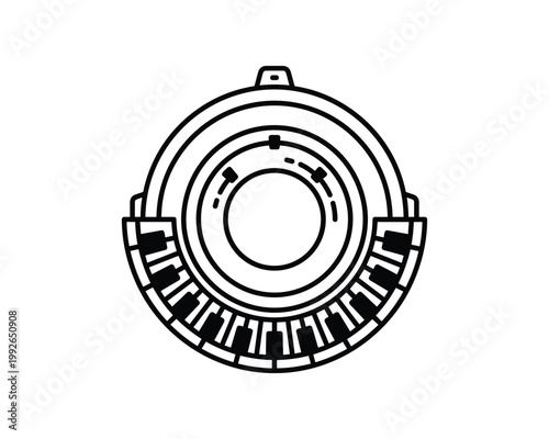 Vector outline illustration of a CT scanner slip ring with rotating contacts.