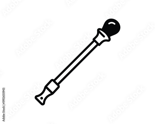 Vector outline illustration of a glassblower's blowpipe, used for shaping molten glass.
