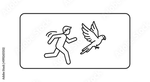 Man Chasing Bird Icon