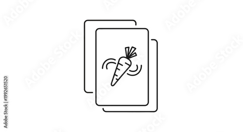 Healthy Carrot Icon on Cards, Organic Food Symbol, Fresh Vegetable Graphic