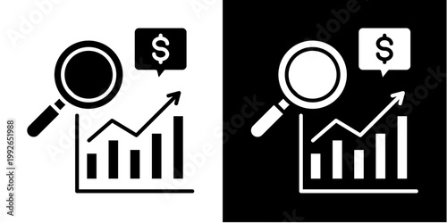 Market Research  Icon Set White Glyph Style Collection 