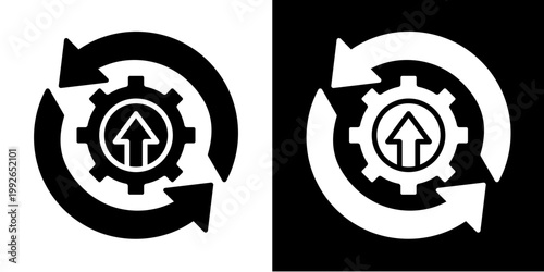 Process Improvement  Icon Set White Glyph Style Collection 