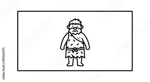 Caveman illustration, prehistoric man in animal skin, simple cartoon style