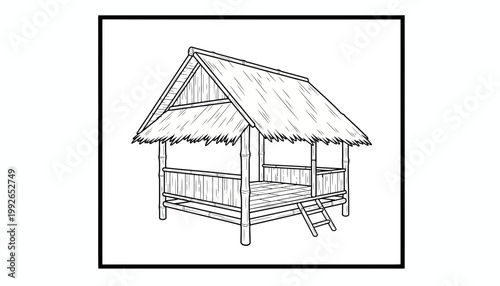 Traditional Thatched Hut - Rustic Tropical Dwelling Sketch