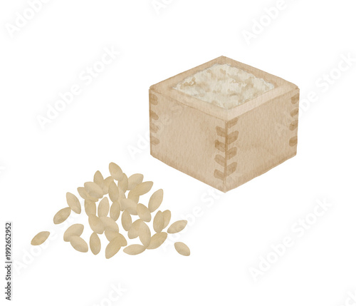 玄米のイラスト - 日本食と穀物のセット300dpi